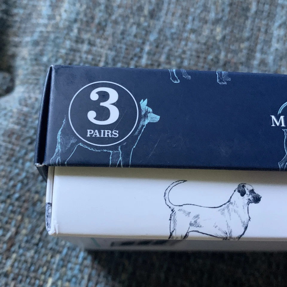 Caja de regalo de calcetín Dog & Rose Sock Company para hombre 3 pares se adapta a 8-12 rayas puntos T12 nuevo en caja Foto 2 de 4