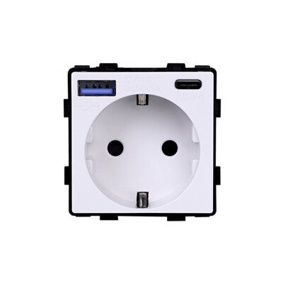 Steckdose Modul + USB 2-fach Typ A/C 20W Weiß MP010U-11 Luxus-Time