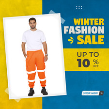 HI VIZ VIS JOGGING BOTTOMS WORK WEAR FLEECE TROUSERS SAFETY JOGGERS SWEAT PANTS