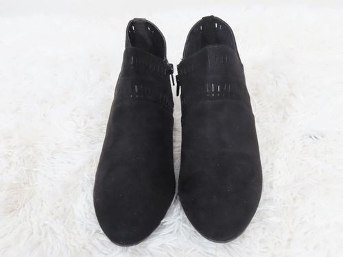 Karen Scott Black Perforated Marius Almond Toe Sculpted Heel Zip-Up Booties 12 - Picture 6 of 7