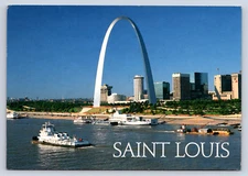 Vintage Postcard St Louis Missouri Eads Bridge River