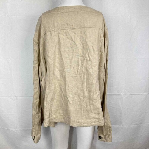NWT Cato Jacket Blazer Womens Sz 26W 28W Beige Linen Button Up Lightweight - Picture 4 of 8