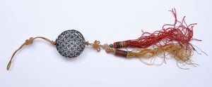 1900's Chinese Silver Enamel Ball Scent Perfume Pomander Pendant Silk Tassel