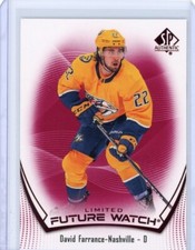 2021-22 UD SP Authentic David Farrance Red Limited Future Watch -Nash. Predators