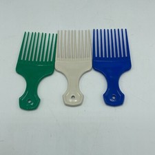 3 Vintage Authentic 1980s Hair Picks Hair Lift Combs Plastic Blue Green White