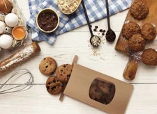 BagDream Bakery Bags with Window 100Pcs 3.5x2.4x6.7 Inches Small Paper Bags