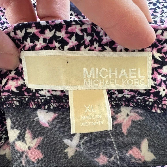 Falda Midi MICHAEL Michael Kors Nueva Con Etiquetas Azul Marino y Rosa Floral En Capas Volantes XL Foto 4 de 4