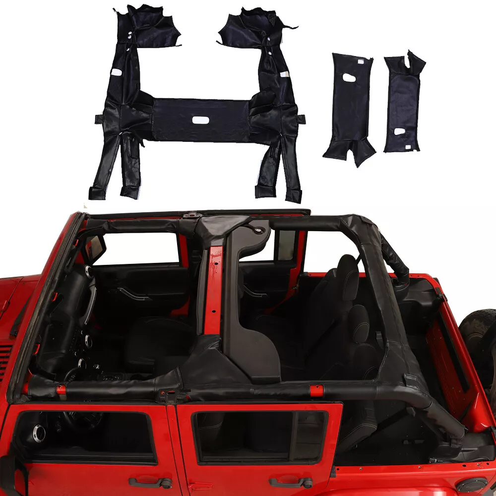 PU Leather Roll Bar Cover Full Padding Kit For 2011-2018 Jeep Wrangler JK 4Door
