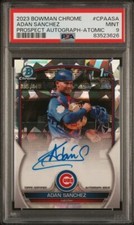 ADAN SANCHEZ 2023 BOWMAN CHROME ATOMIC REFRACTOR AUTO #35/100 PSA 9