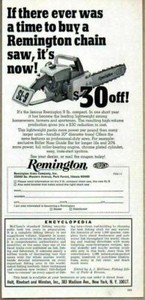 1968 Print Ad Remington Compact Chain Saws Park Forest,IL
