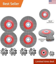 Multi-Functional 8in Wire Wheel Brush for Bench Grinders - 4-Pack with Arbor Set