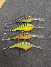 (4) Vintage Old School Strike King Balsa Crankbait Fishing Lures Lot Of 4