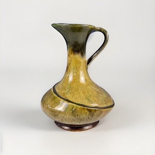 MCM Venezianische olivgrüne Keramik Vase Krug Karaffe signiert Elwill Kanada 7,5 Zoll - Bild 3 von 5