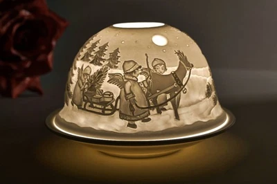 Dome Light Nr. 32016 Fachwerk - Teelicht Windlicht Dekoration Porzellan weiss - Bild 1 von 4