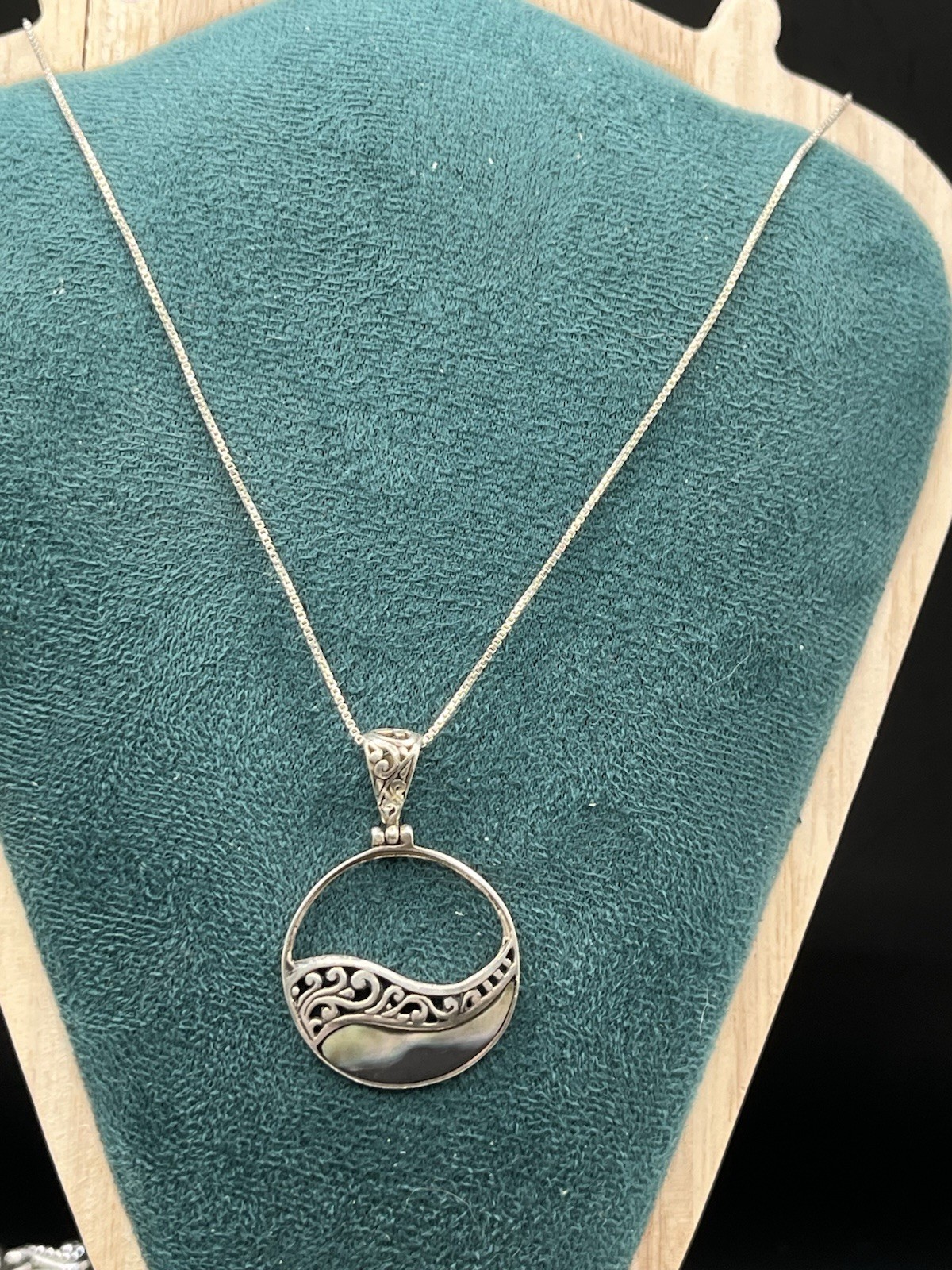 Paua Abalone Shell Sterling Silver Wave Scroll Wo… - image 16