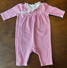 Ralph Lauren Pink Polo Long Sleeve Pant Cotton Romper - Baby Girl 3 Month