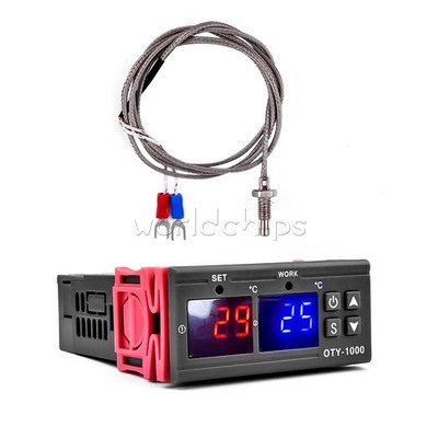 AC 220V Dual Display Digital Temperature Thermostat Controller 0~999  + K Senser