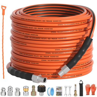 #ad Sewer Jetter Kit for Pressure Washer 100FT5800psi Drain Cleaner Hose 1 4 Inc... $101.64