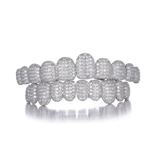 Parrilla de cobre baguette Hip Hop 14k para dientes bucales diamante oro plata - Imagen 17 de 17