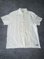 Scotch  Soda Men's White Linen Short Sleeve Point Collar Button-Up Shirt Size L