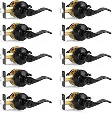 Durable 10-Pack Matte Black Door Levers - Easy Installation for Privacy Needs
