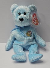 TY Beanie Baby Decade Light Blue 10 Year Anniversary Bear Birthday 2002