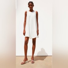 Zara Classic A-line Silhouette White Mini Dress Size M