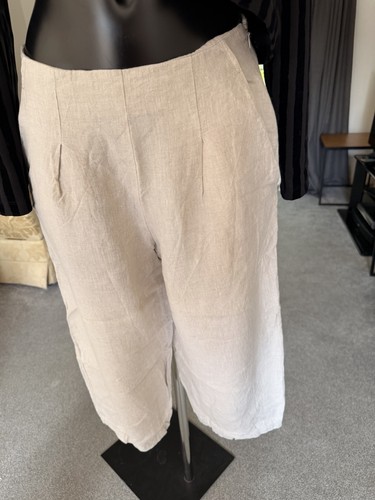 Crea Concept Linen Trousers Size 38 UK 10 Natural Cropped Balloon Leg