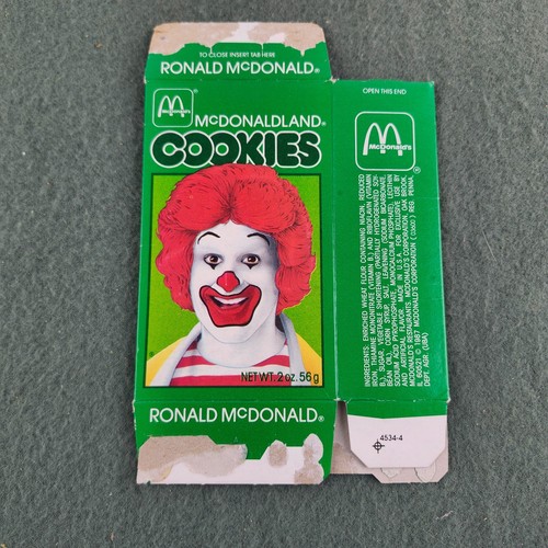 Vintage 1987 McDonald's McDonaldland Ronald Cookie Box Kids Snack Food RARE