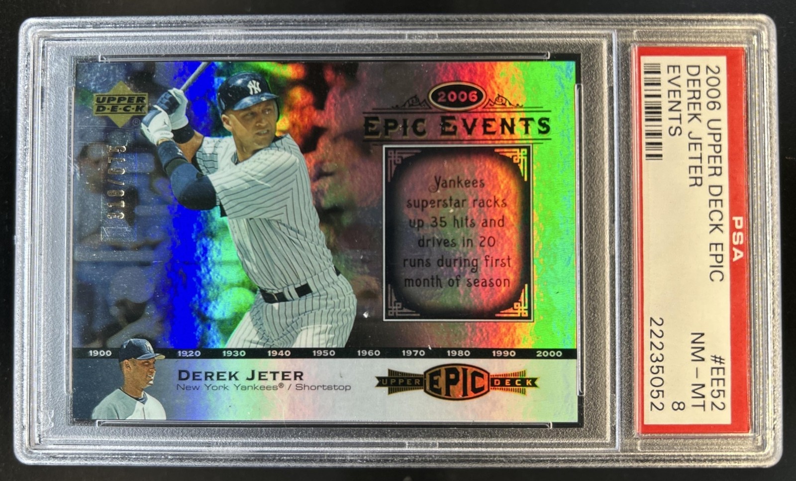 2006 Upper Deck Epic Derek Jeter Events #/675 New York Yankees PSA 8