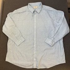 Oak Hill Button Up Shirt Men 20 37/38 Blue Check Linen Dress Preppy