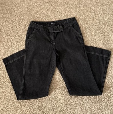 Daisy Fuentes Flared Petites Women's Black Denim Jeans 100% Cotton Zip Button