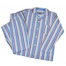 Paul Smith Men's Pajamas Cotton/Cupro Sax Blue Striped Long Sleeves Size M/L/XL