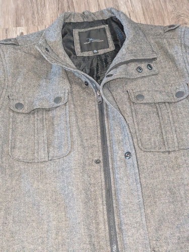 Marc Anthony Bomber Jacket Men's Size XL Charcoal Micro-Check Wool Blend - Picture 8 of 19
