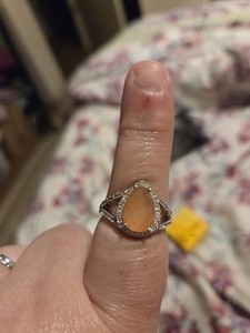Ring Bomb Party Teardrop Quartz Halo Size 7