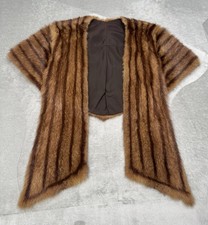 Vintage Mink Fur Stole Shoulder Wrap Womens Med-Large Striped Angel Cape 50s 60s