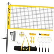 A11N Outdoor Volleyball and Badminton Combo Set - Includes Adjustable Height 