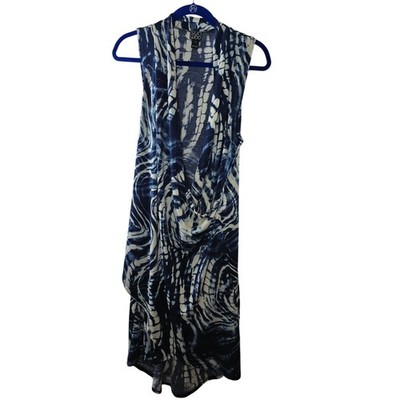 Clara Sun Woo Crossover Tulip Hem Swirl Wave Crepe Knit Dress Size Medium 
