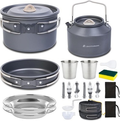22-Piece Camping Cookware Set Lightweight Non-Stick camping cooking set Includes