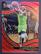 2020-21 Panini Select #253 D'Angelo Russell Red Wave Prizm Courtside Card