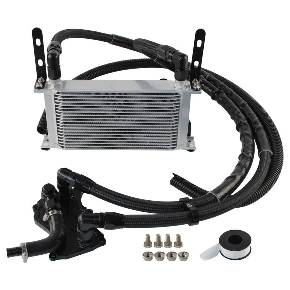 19 Row AN10 Oil Cooler Kit Adapter Hose For Mercedes-BENZ M276 3.0/3.5L Silver - Image 2 of 4