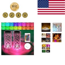2 Pack Crystal Table Lamp 16 RGB Color Changing Rose Diamond Touch Lights, Pr...