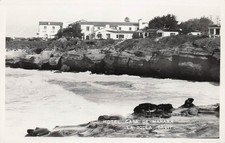 RPPC La Jolla California Hotel Casa de Manana Bathing Beach Photo Postcard J33