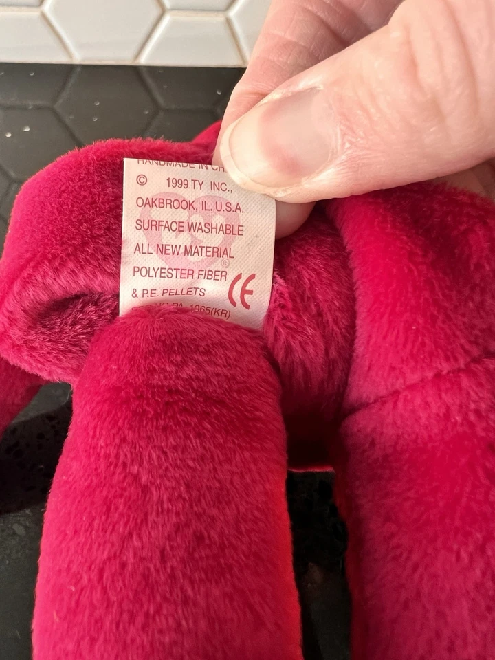 РЕДКАЯ с ошибками Ty «Валентина» красный медведь Beanie Baby-1998/1999 ярлыки - Изображение 3 из 4
