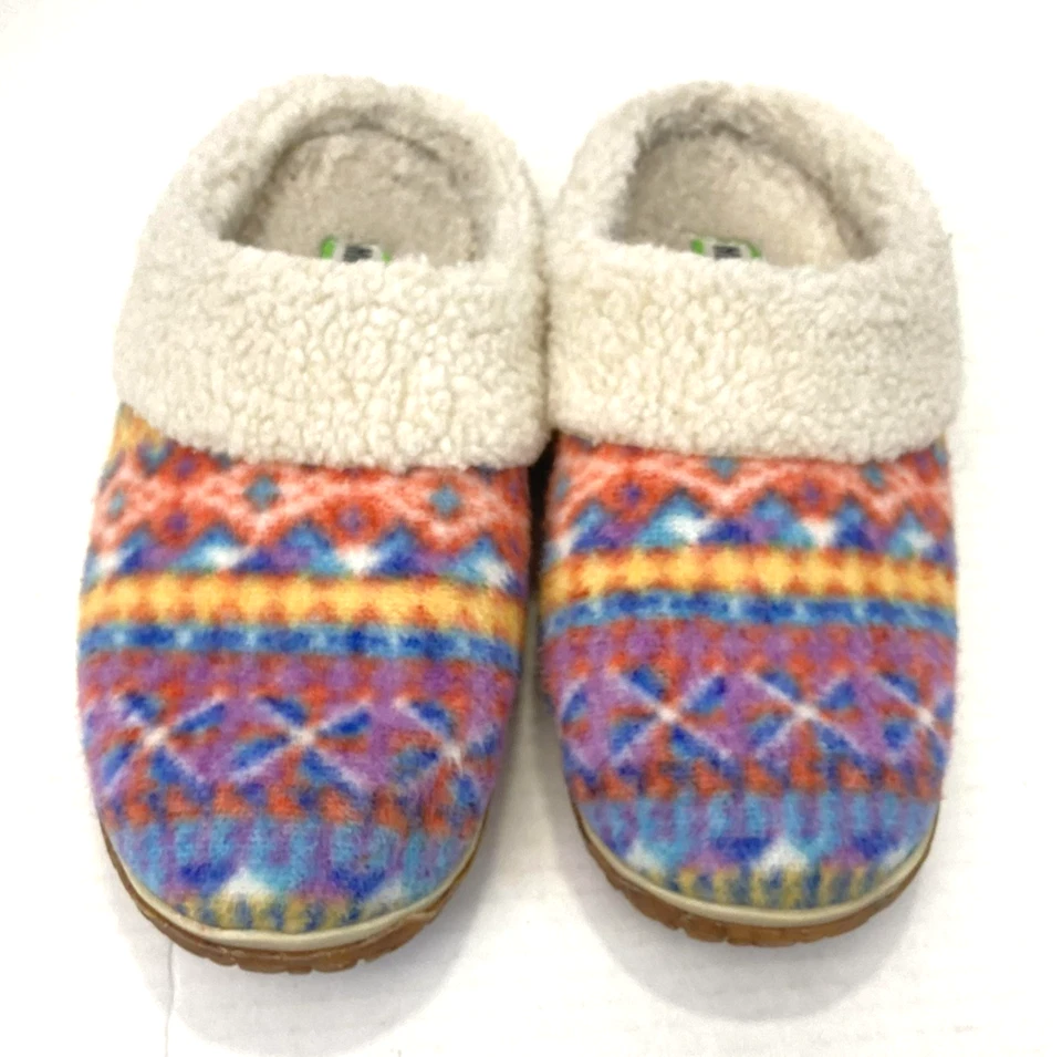 Minnetonka Sherpa Lined Colorful Slippers Womens Size 7M Knit Clog Mule 4618 - Image 3 of 4