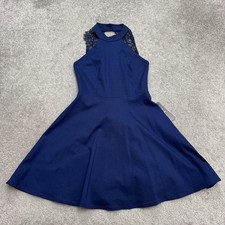 Lulus Lace Halter A-Line Mini Dress Womens Small Navy Blue Sleeveless Party NWT