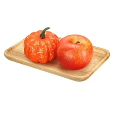 Bamboo Tray, 11.8 x 8 Inch Square Wood Serving Tray, Khaki