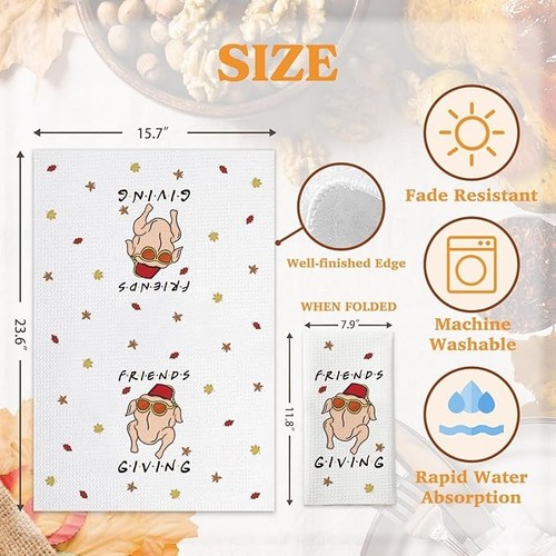 Friendsgiving Towel, Funny Thanksgiving Kitchen Towel Decor, Friendsgiving  - Picture 2 of 2