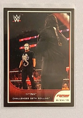 2016 Topps WWE Road to Wrestlemania #83 Sting Challenges Seth Rollins Card RAW