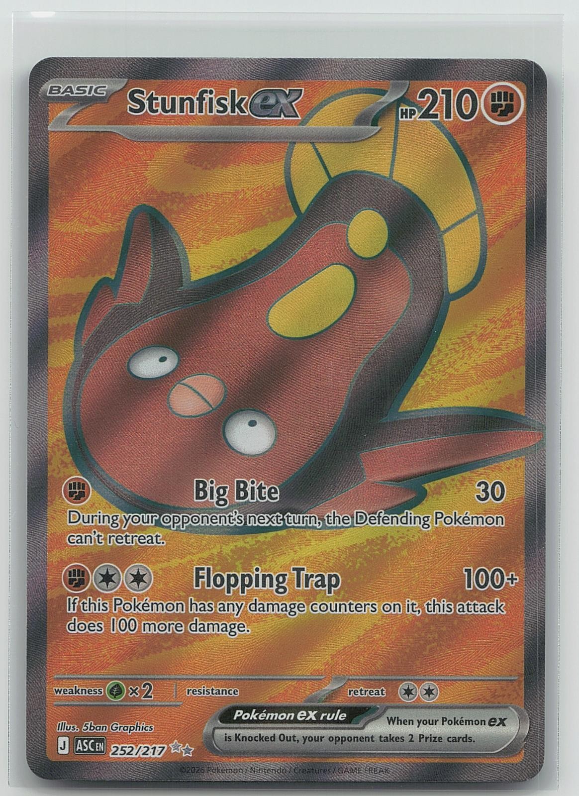 STUNFISK EX 252/217 Ultra Rare ASCENDED HEROES HOLO NM